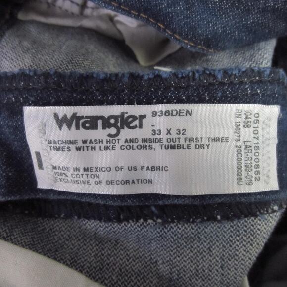 Wrangler Jeans Mens 33x32 Blue Cowboy Cut Slim Fit High Rise 936DEN Raw Hem - Picture 7 of 7